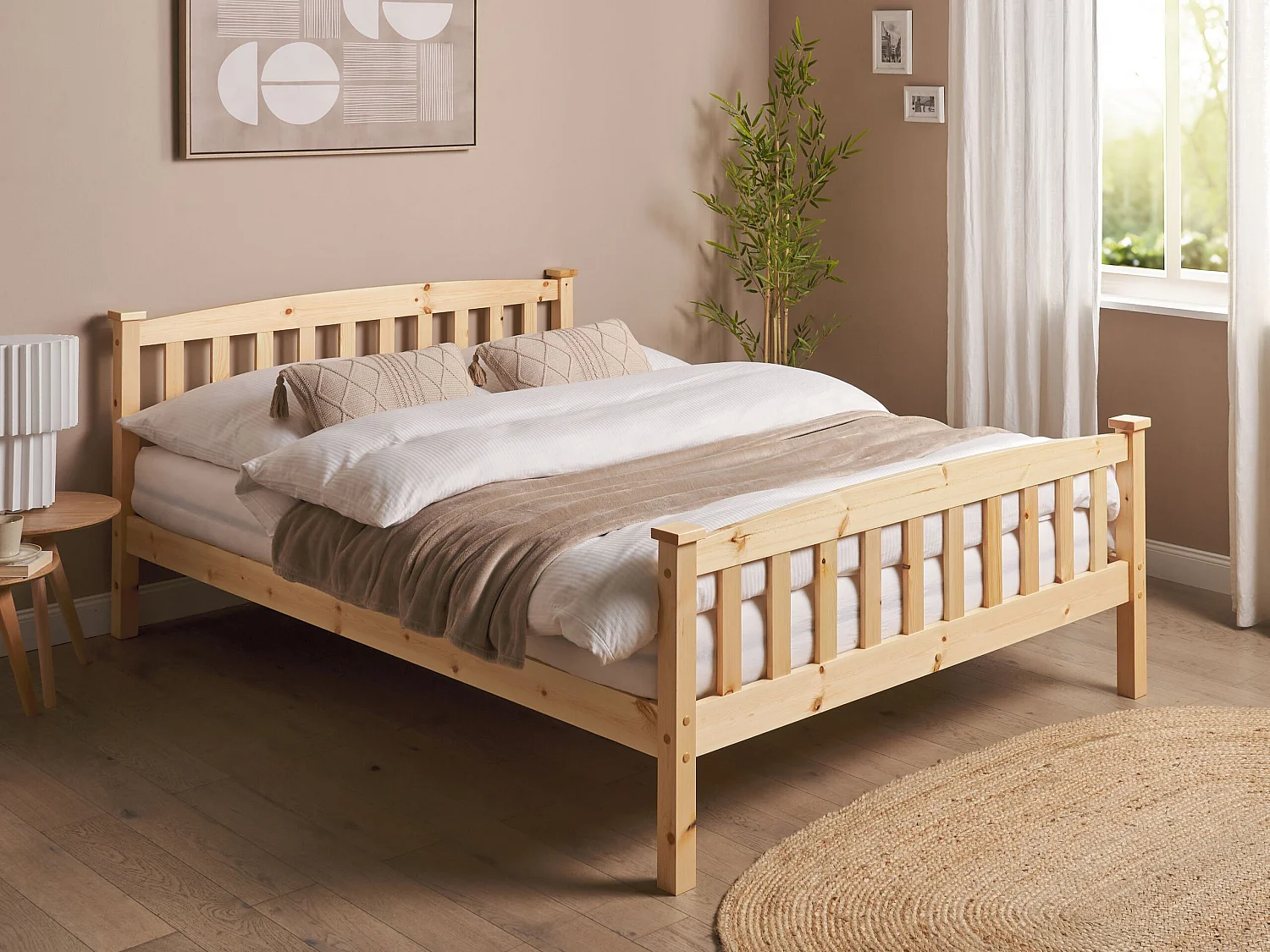 Bed Dennenhout GIVERNY 140 x 200 cm Lichtbruin