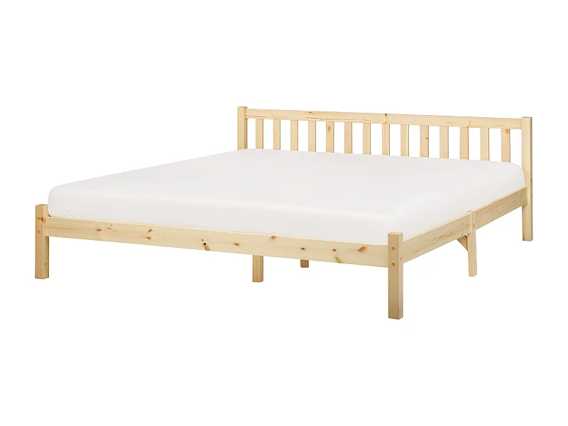 Lit avec sommier Bois de pin FLORAC 180 x 200 cm Marron clair