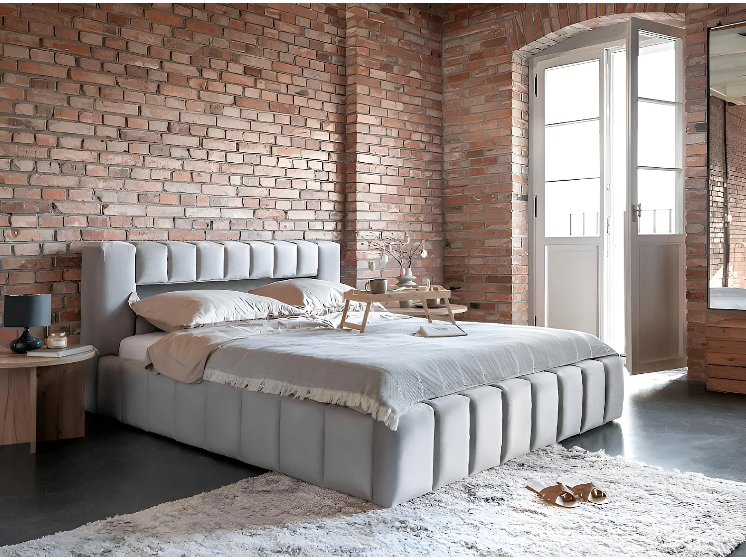 Letto Hero L (180x200) /Tessuto/Grigio