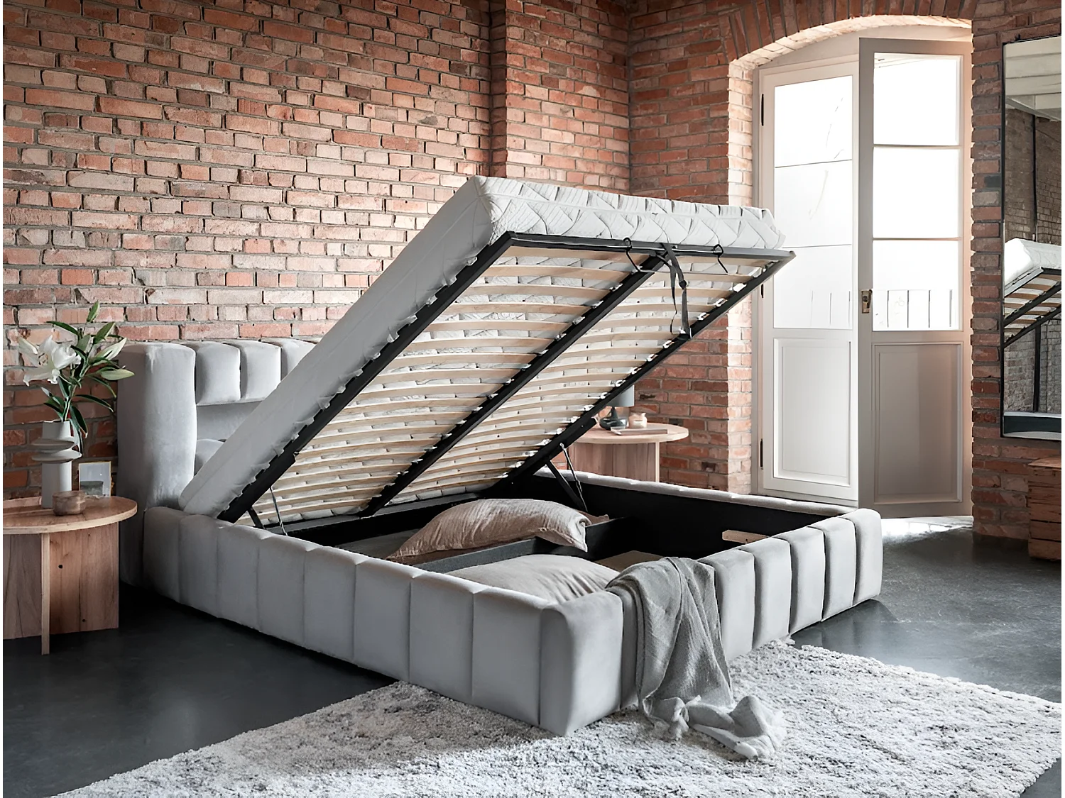 Letto Hero L (180x200) /Tessuto/Grigio