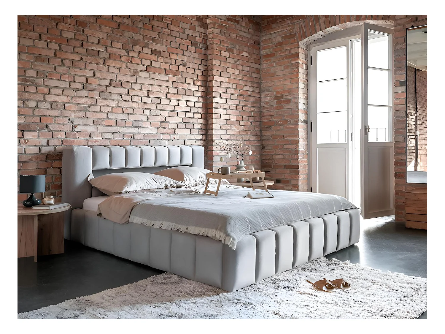 Lit Hero L (180x200) /Tissu/Gris