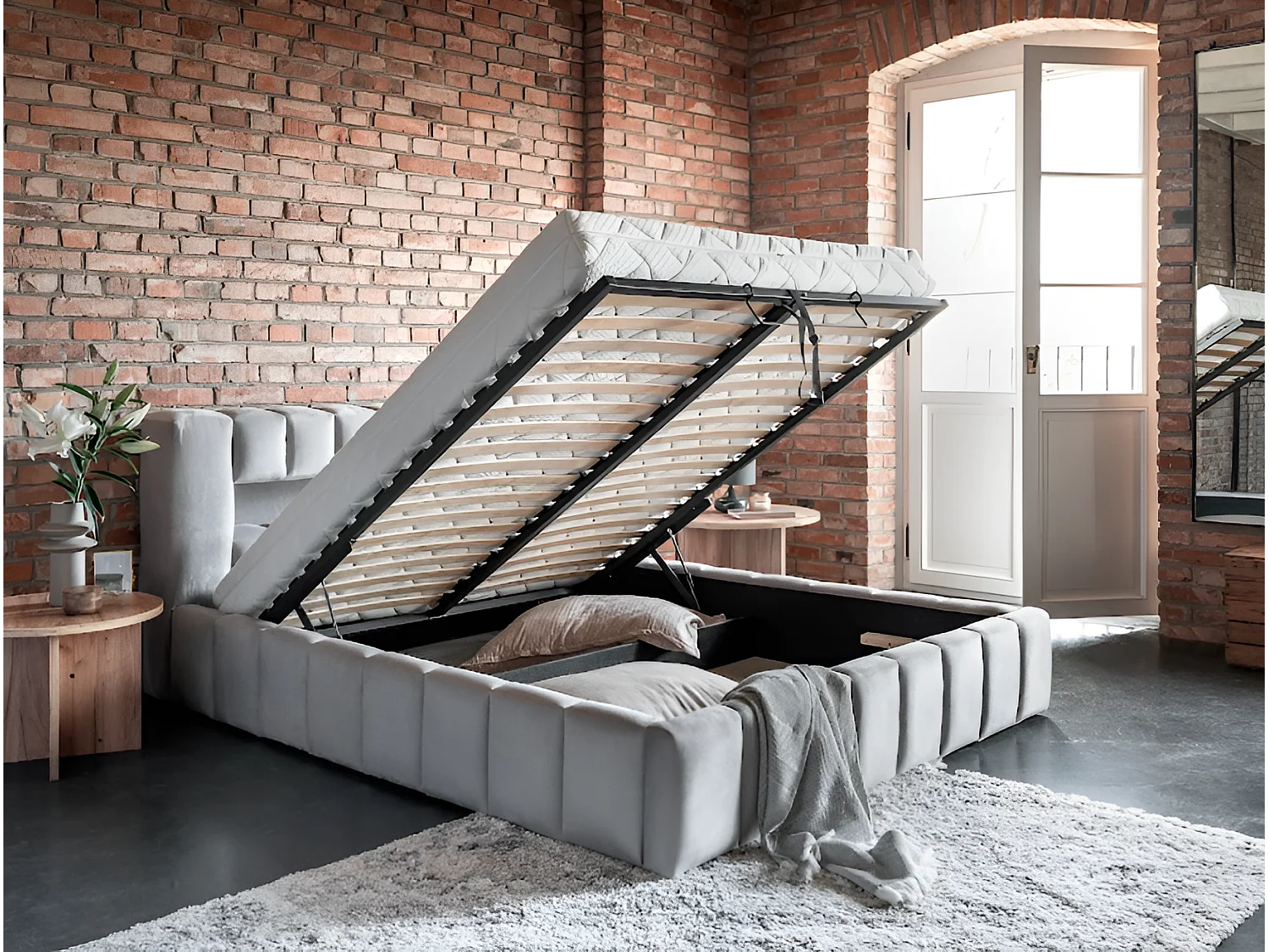 Letto Hero L (180x200) /Tessuto/Grigio