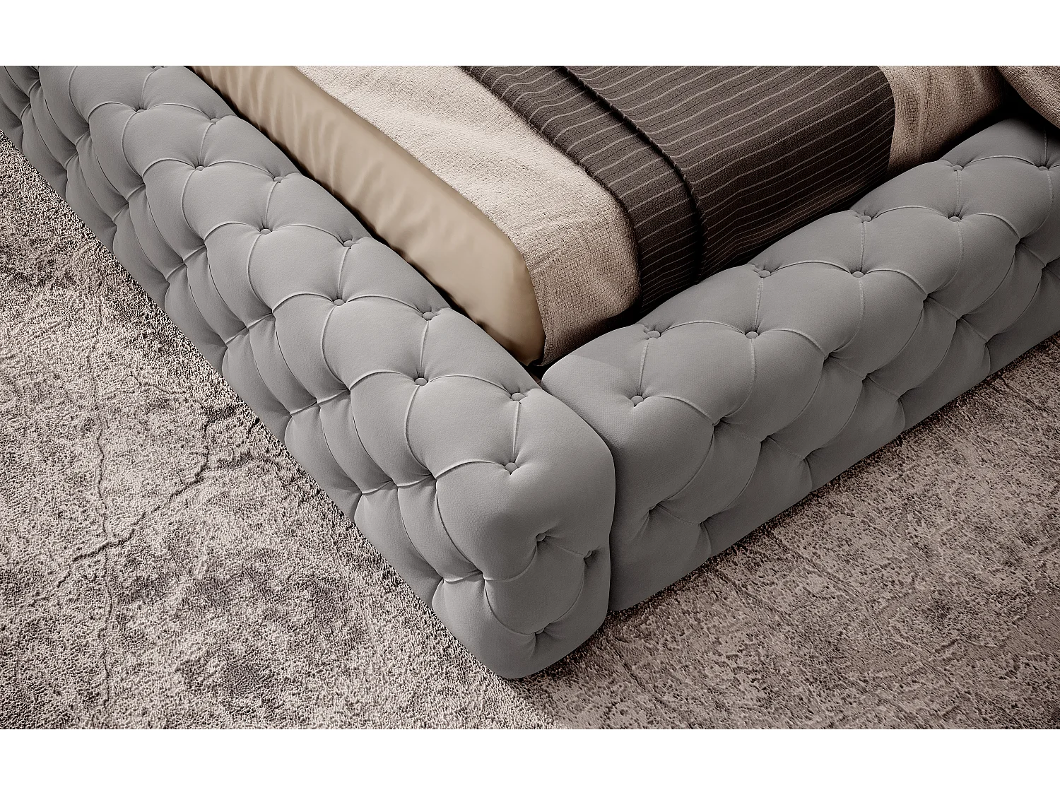 Letto King L (180x200)/Tessuto/Grigio