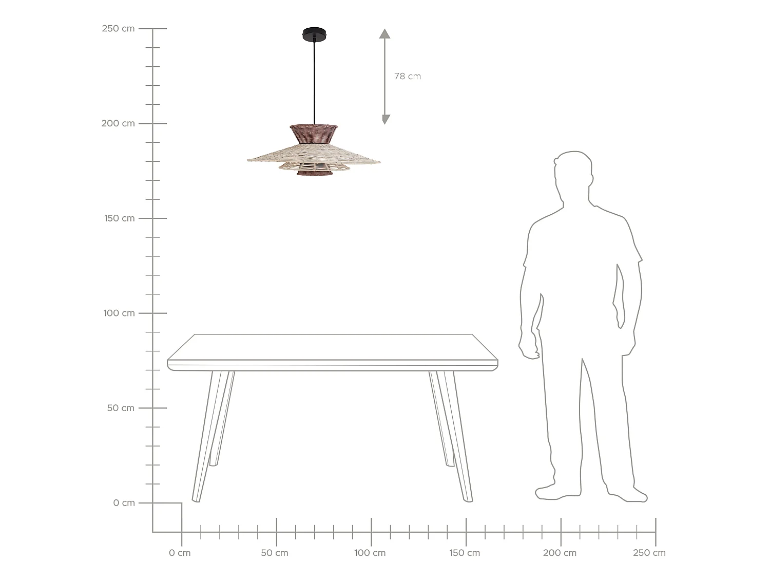 Pendant Lamp KABOMPO Rattan Brown
