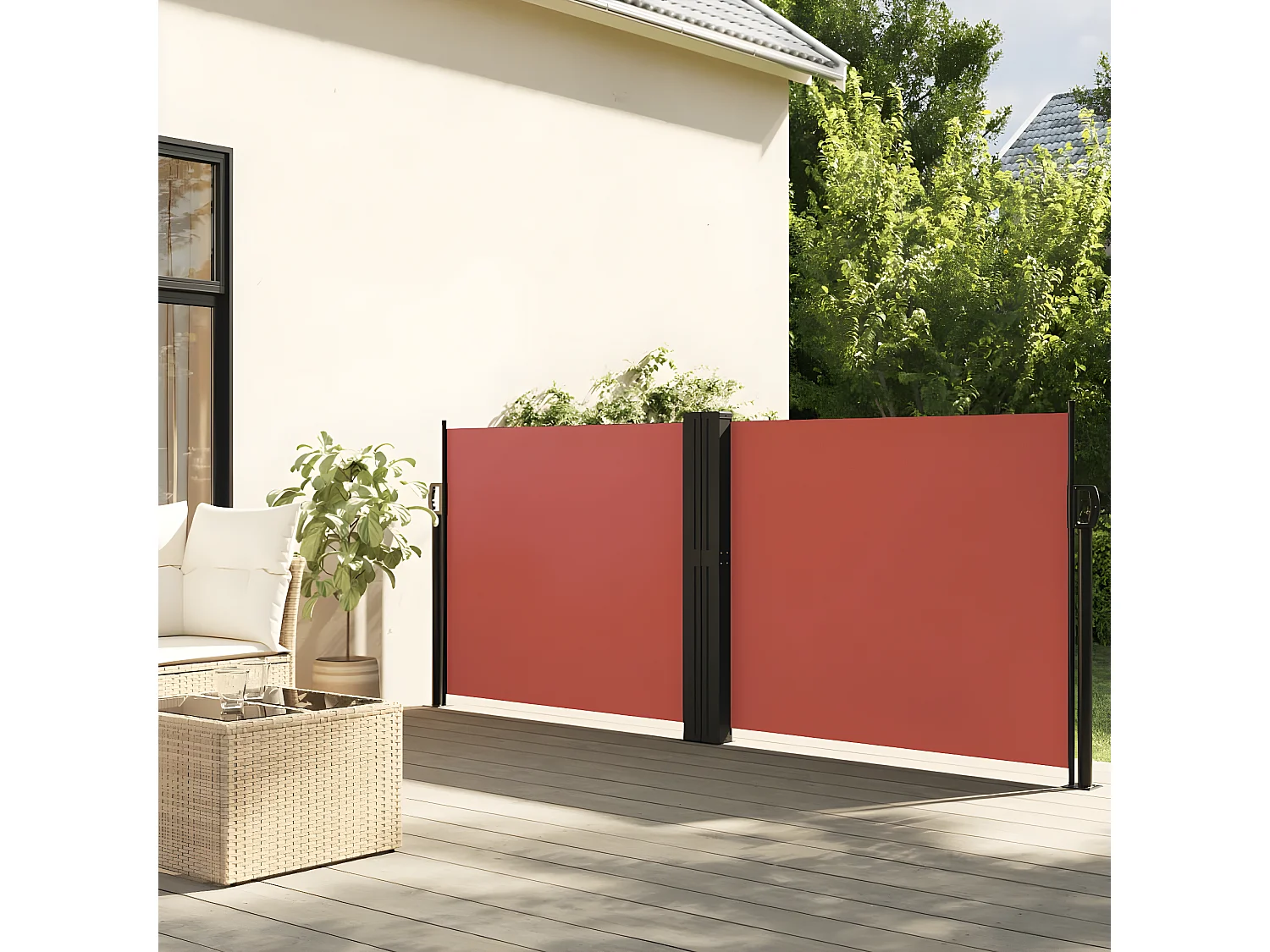 Auvent latéral rétractable terre cuite 120x1000 cm