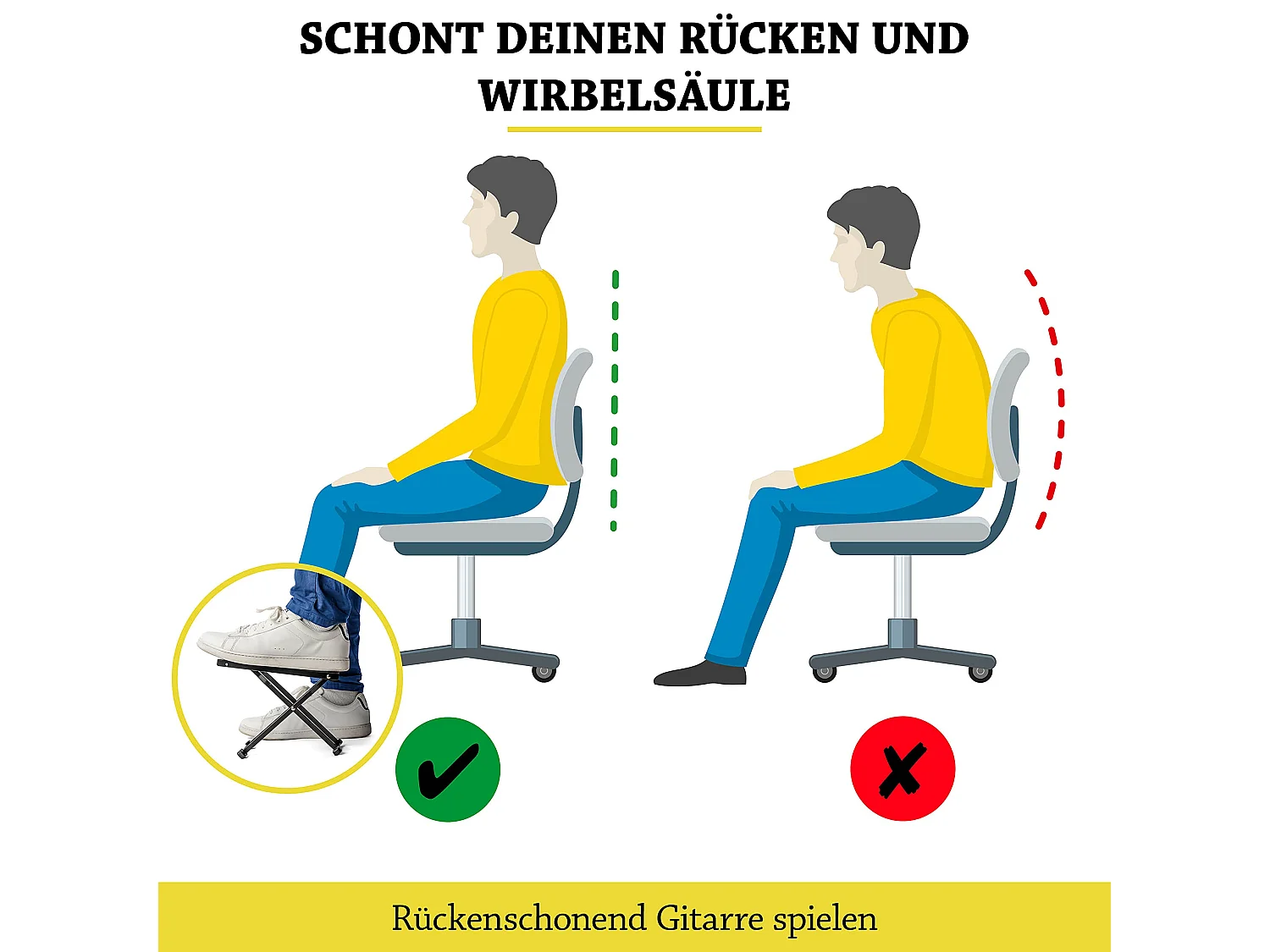 NEU: BELFORT® Gitarren Fußbank mit rutschfester