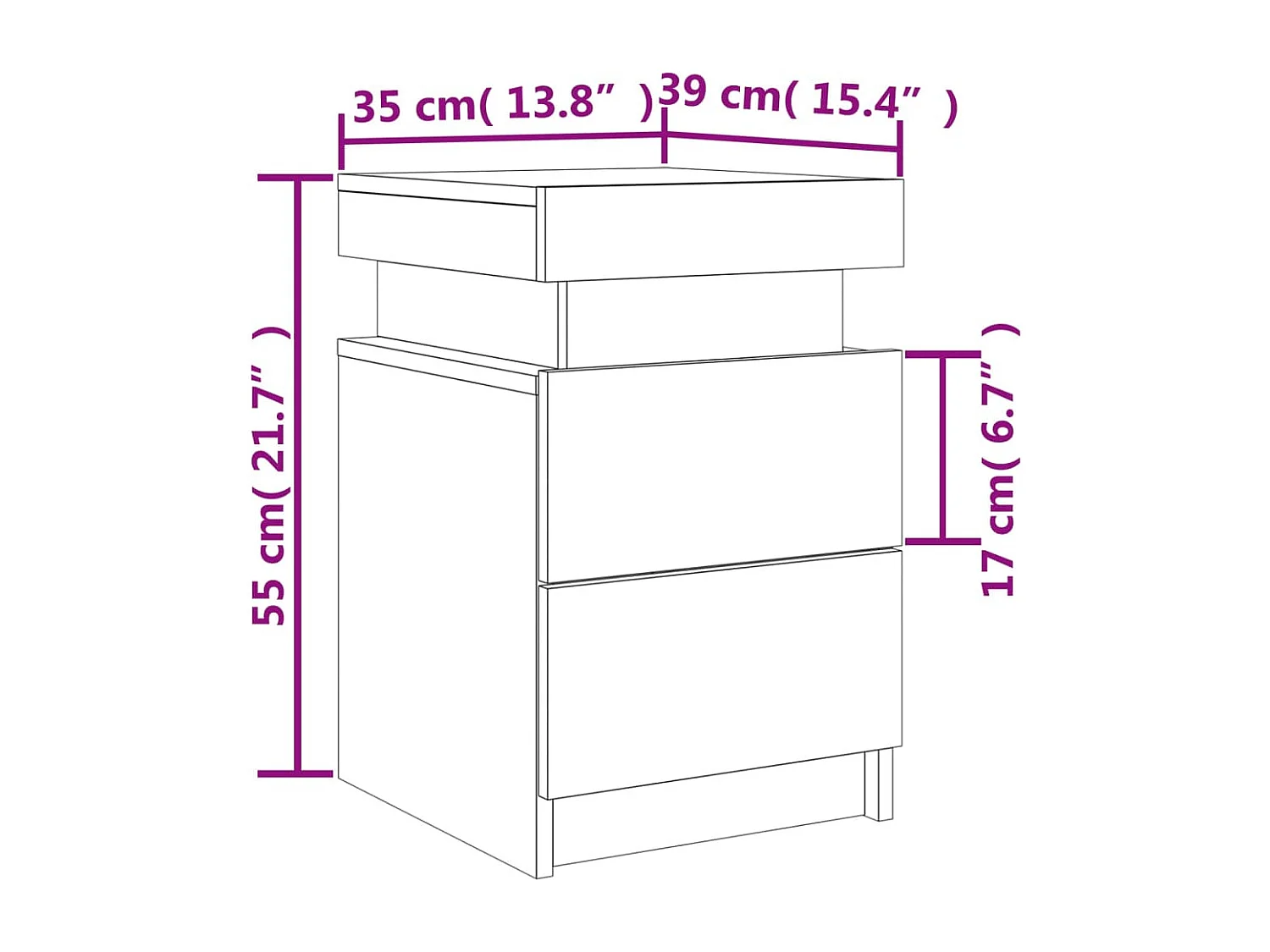 Tables de chevet avec lumières LED 2 pcs sonoma gris 35x39x55cm