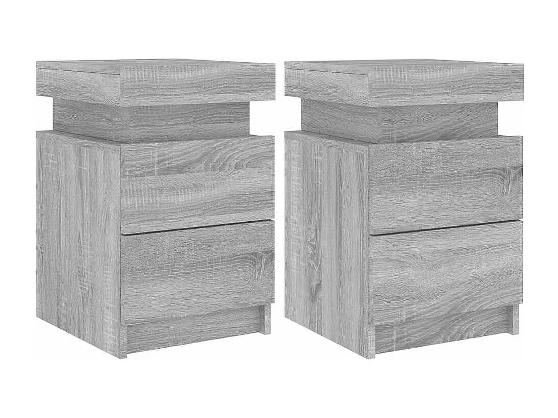 Tables de chevet avec lumières LED 2 pcs sonoma gris 35x39x55cm