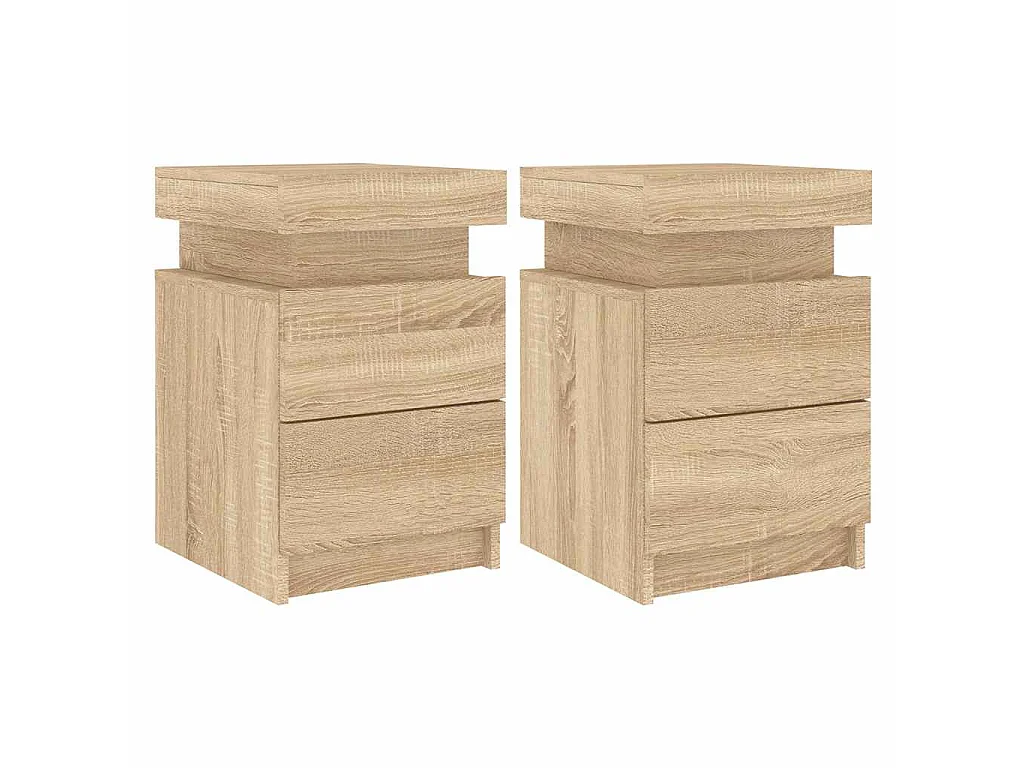 Tables de chevet et lumières LED 2 pcs chêne sonoma 35x39x55 cm