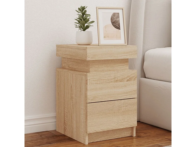 Tables de chevet et lumières LED 2 pcs chêne sonoma 35x39x55 cm
