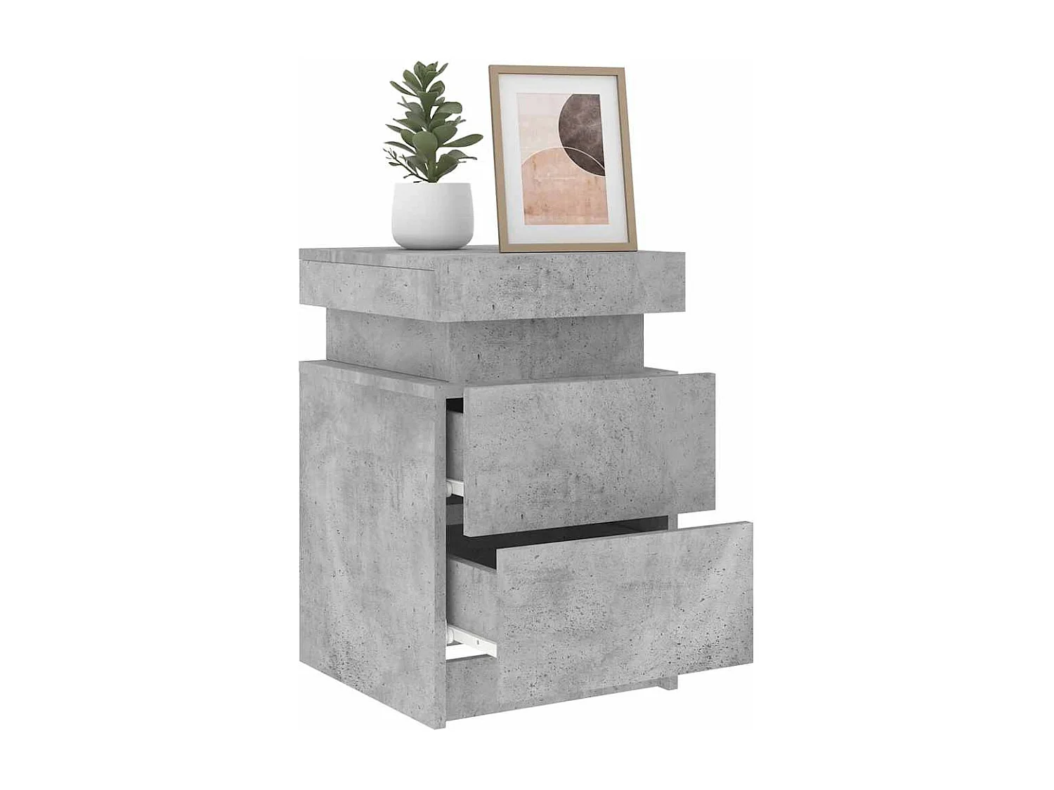 Nachtkastjes met LED-verlichting 2 st 35x39x55 cm betongrijs