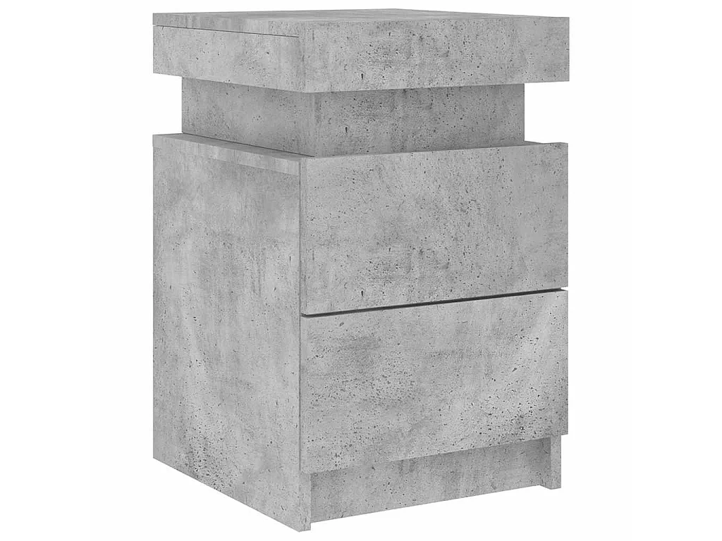 Tables de chevet avec lumières LED 2 pcs gris béton 35x39x55 cm
