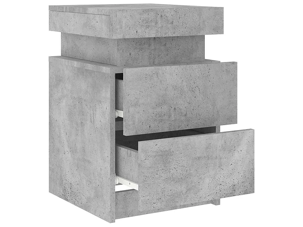 Tables de chevet avec lumières LED 2 pcs gris béton 35x39x55 cm