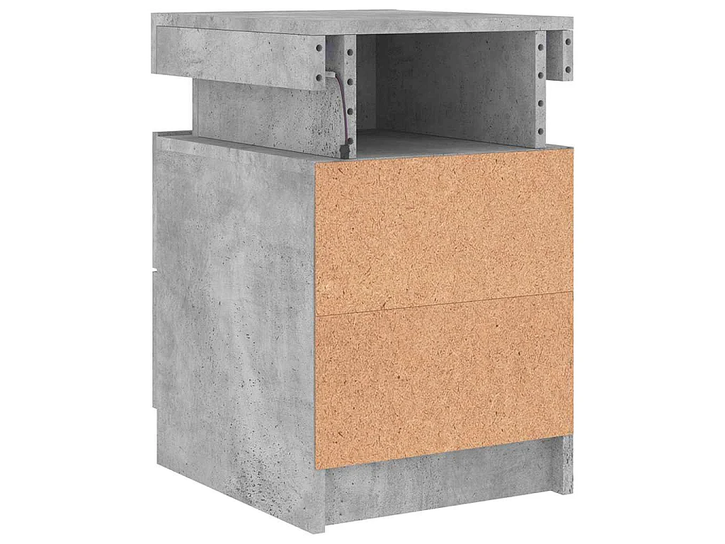 Tables de chevet avec lumières LED 2 pcs gris béton 35x39x55 cm