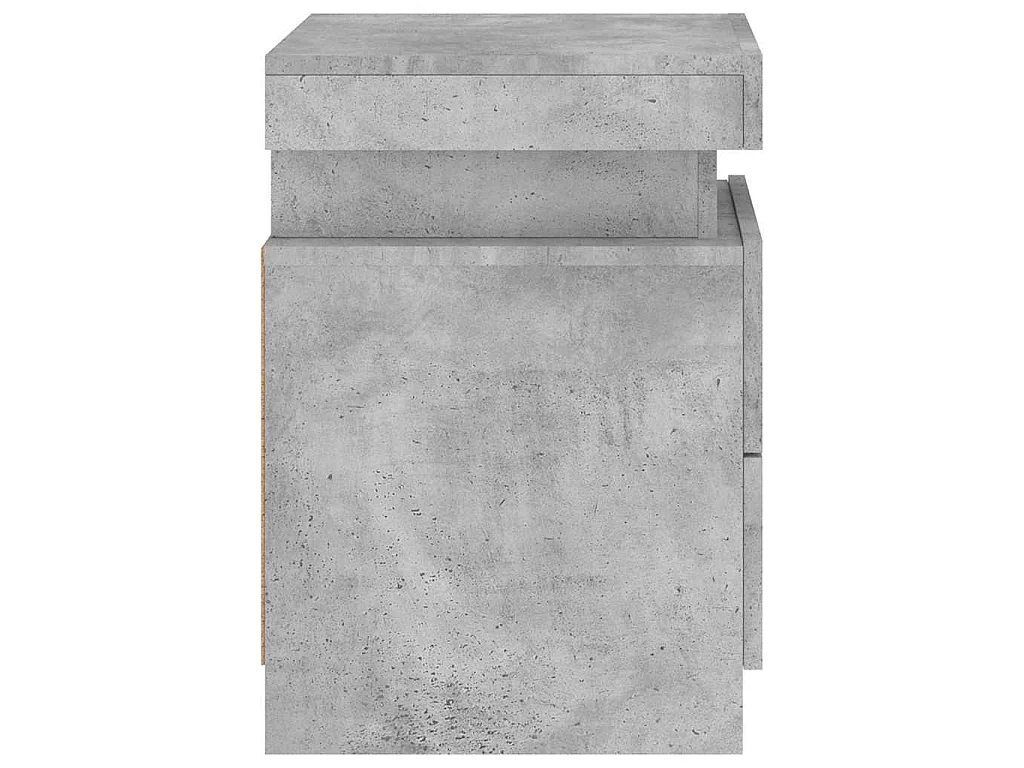 Tables de chevet avec lumières LED 2 pcs gris béton 35x39x55 cm