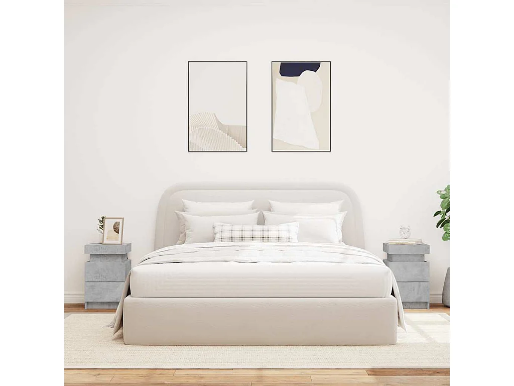 Comodini con Luci LED 2pz Grigio Cemento 35x39x55 cm