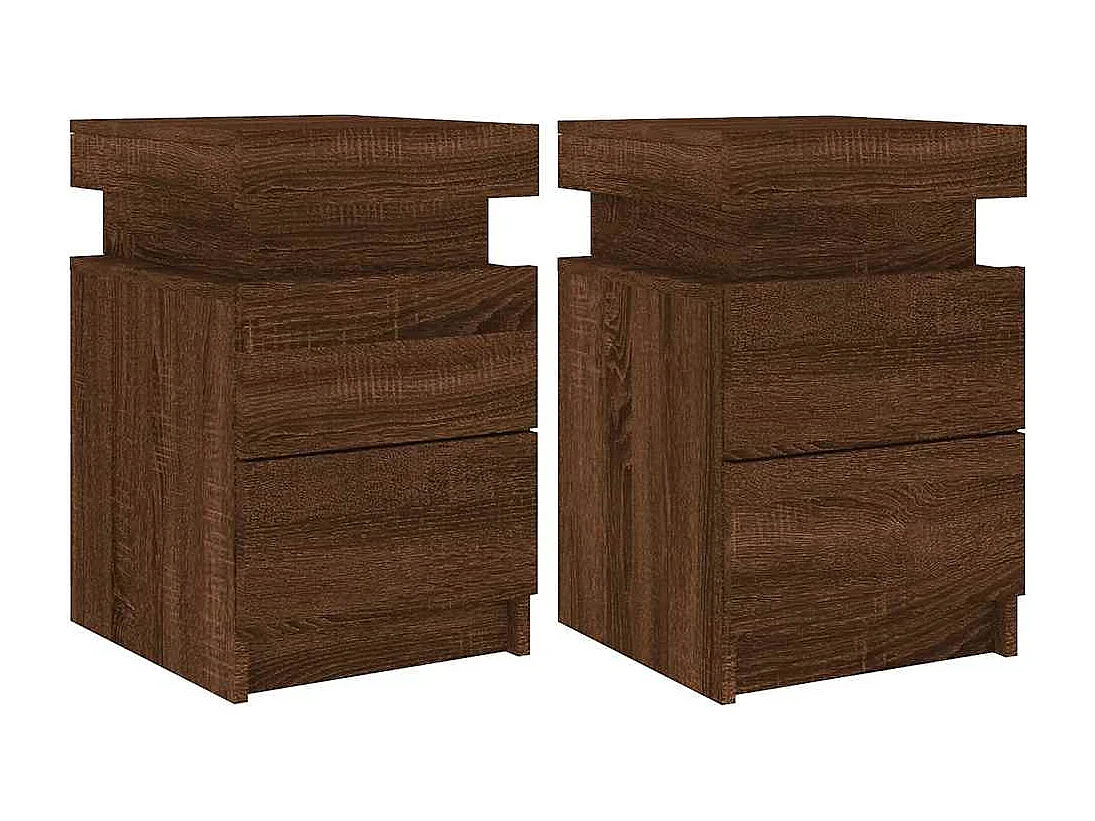 Tables de chevet et lumières LED 2 pcs chêne marron 35x39x55 cm