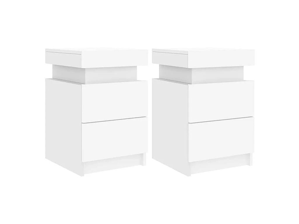 Nachttische mit LED-Leuchten 2 Stk. Weiß 35x39x55 cm