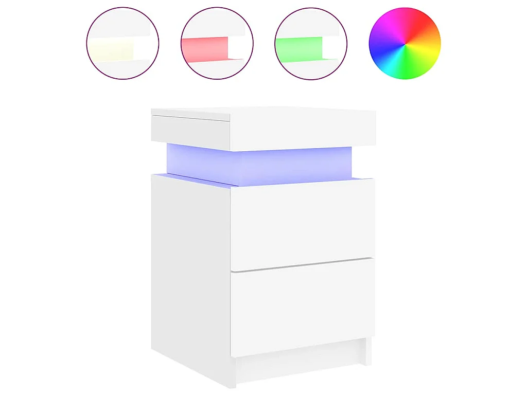 Nachttische mit LED-Leuchten 2 Stk. Weiß 35x39x55 cm