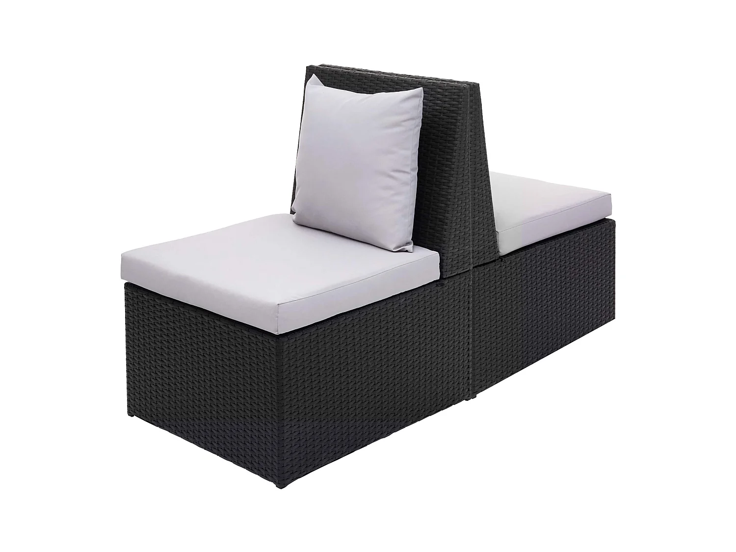 Poly-Rattan Fauteuil MCW-G16 (lot de 2),  noir, coussin gris clair