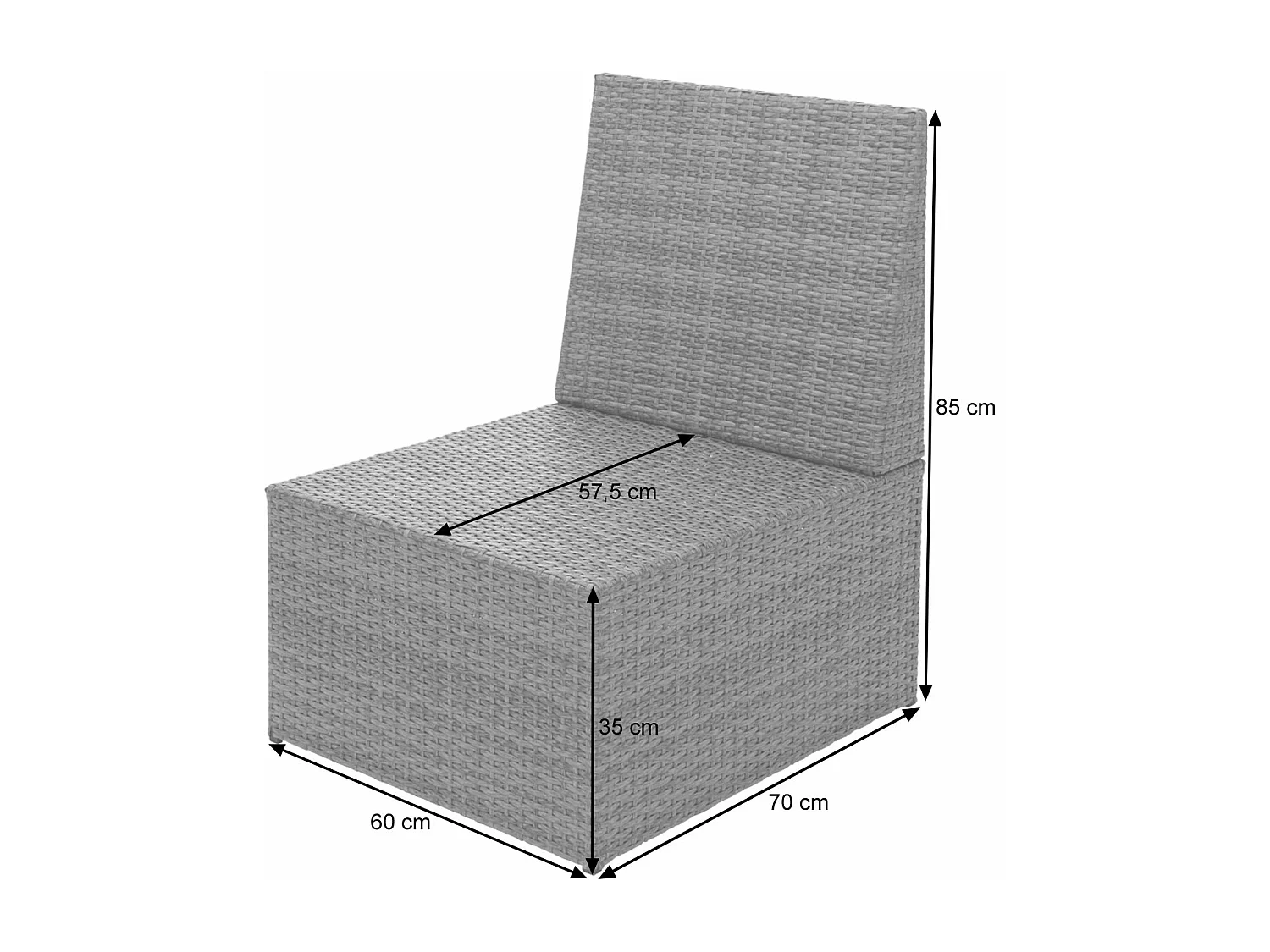 Poly-Rattan Fauteuil MCW-G16 (lot de 2),  noir, coussin gris clair