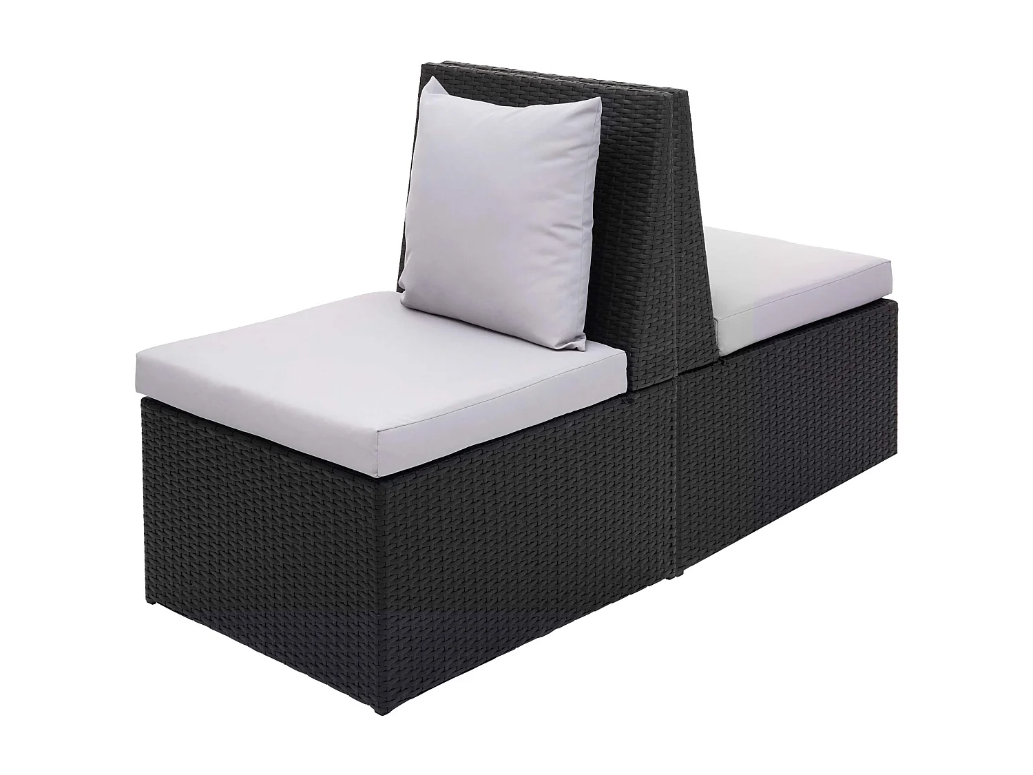 Poly-Rattan Fauteuil MCW-G16 (lot de 2),  noir, coussin gris clair