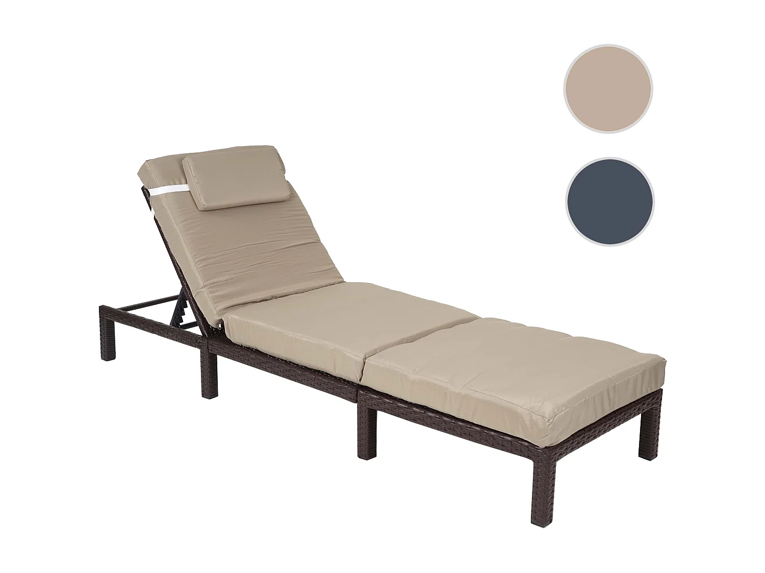 Poly-Rattan Bain de soleil MCW-A51 Premium,  Premium marron, coussin crème