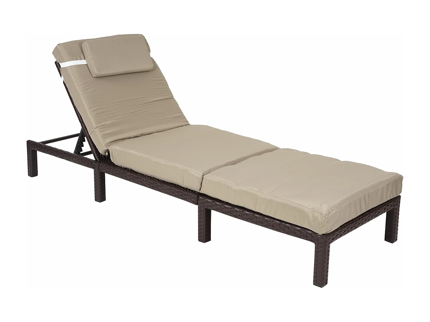 Poly-Rattan Bain de soleil MCW-A51 Premium,  Premium marron, coussin crème