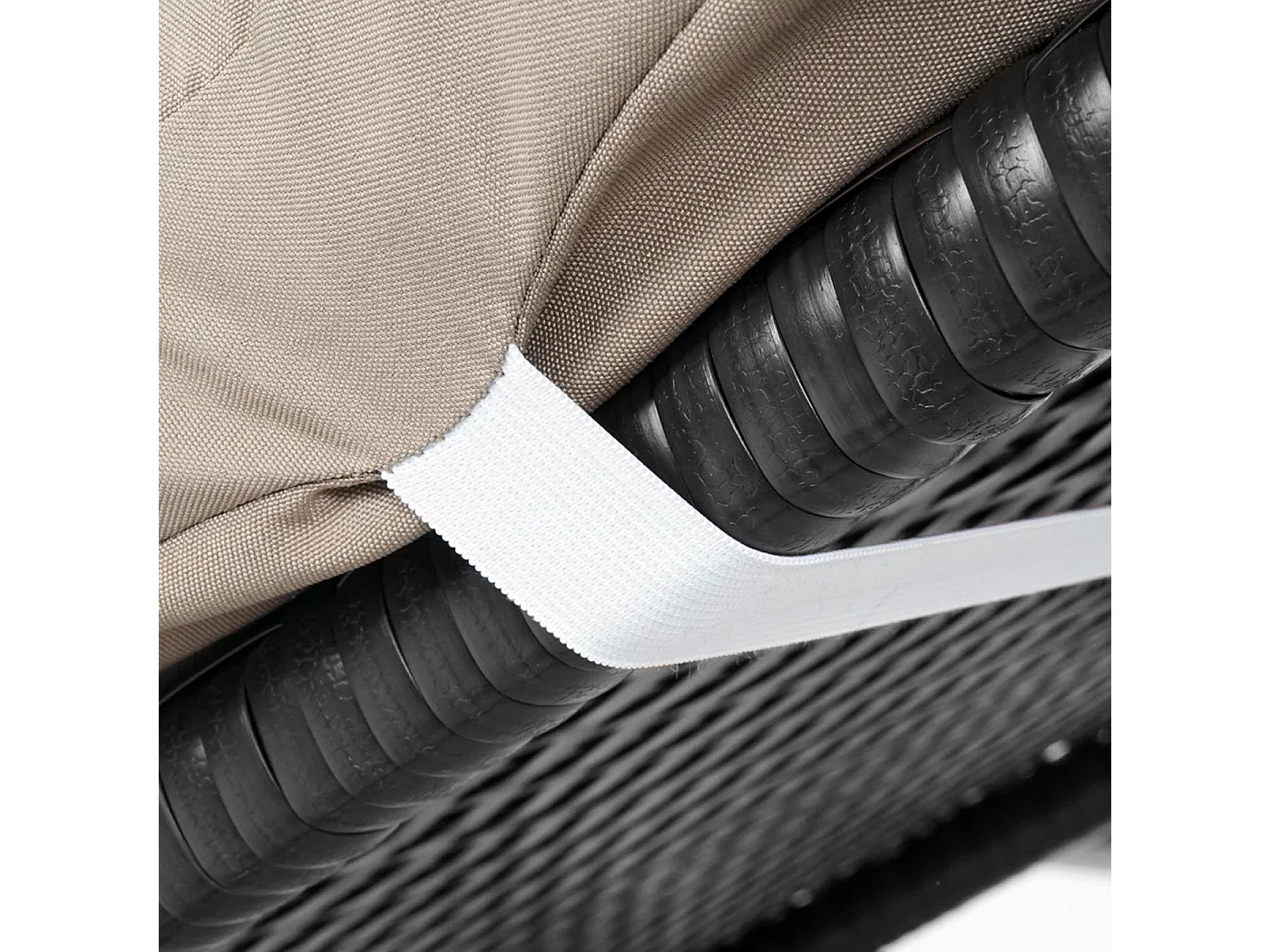 Polyrotan ligstoel MCW-A51 Premium,  Premium antraciet, kussen crème