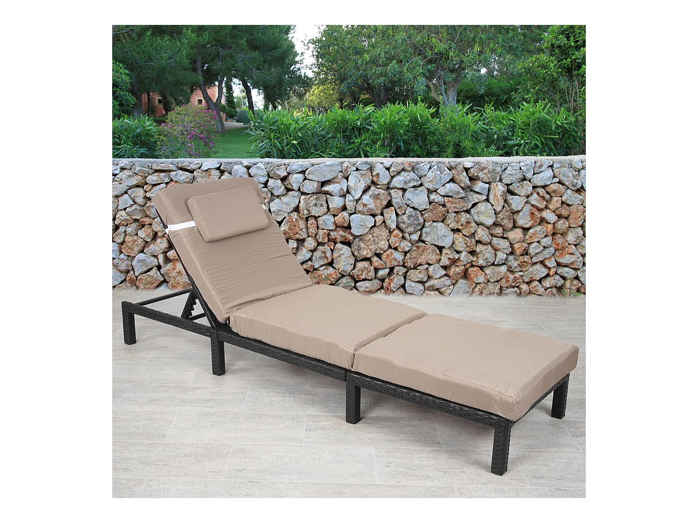 Poly-Rattan Bain de soleil MCW-A51 Premium,  Premium anthracite, coussin crème