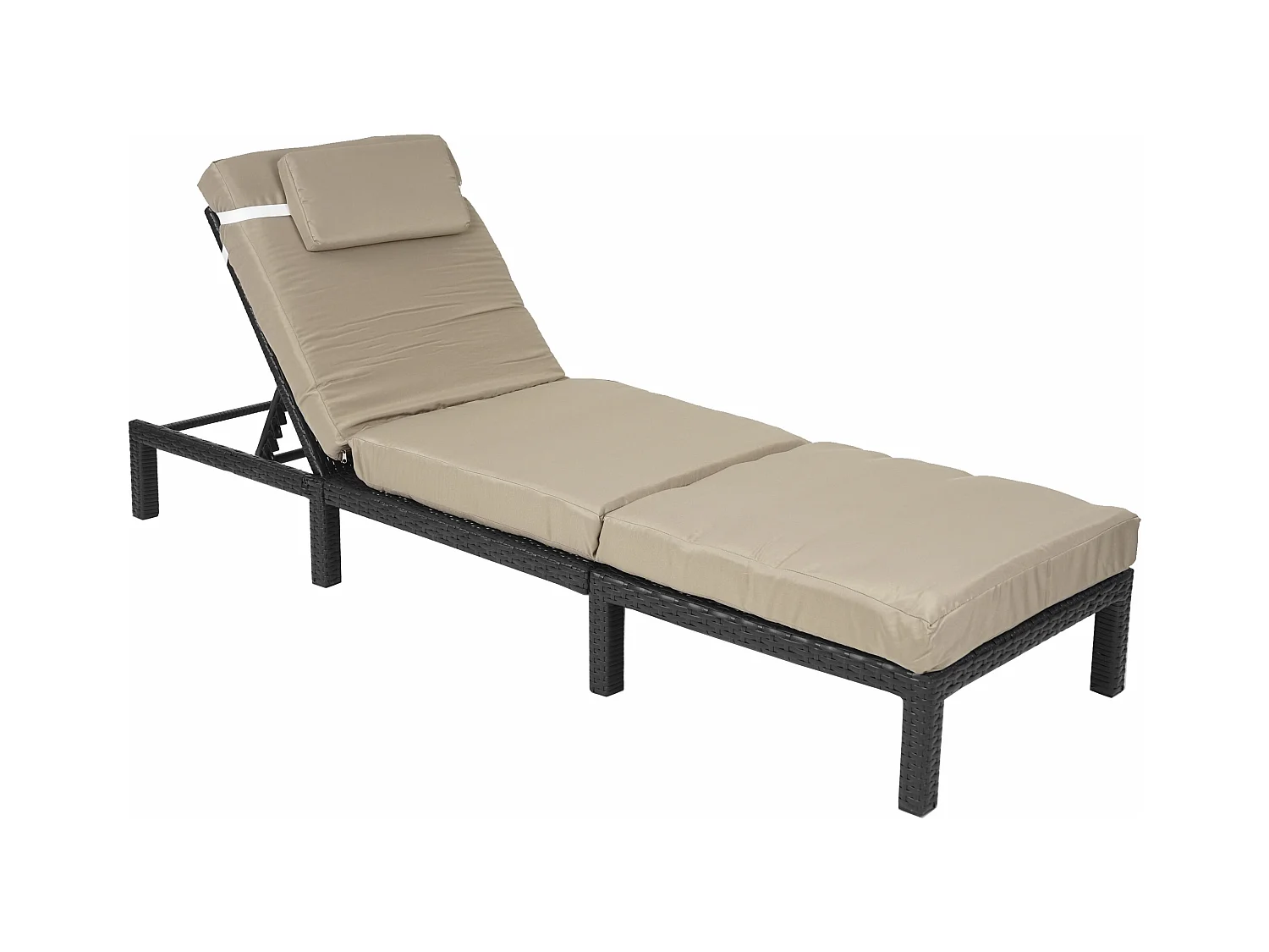 Lettino da esterno polyrattan MCW-A51 regolabile Premio antracite cuscino beige