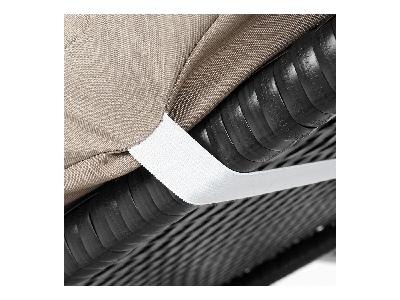 Lettino da esterno polyrattan MCW-A51 regolabile Premio antracite cuscino beige