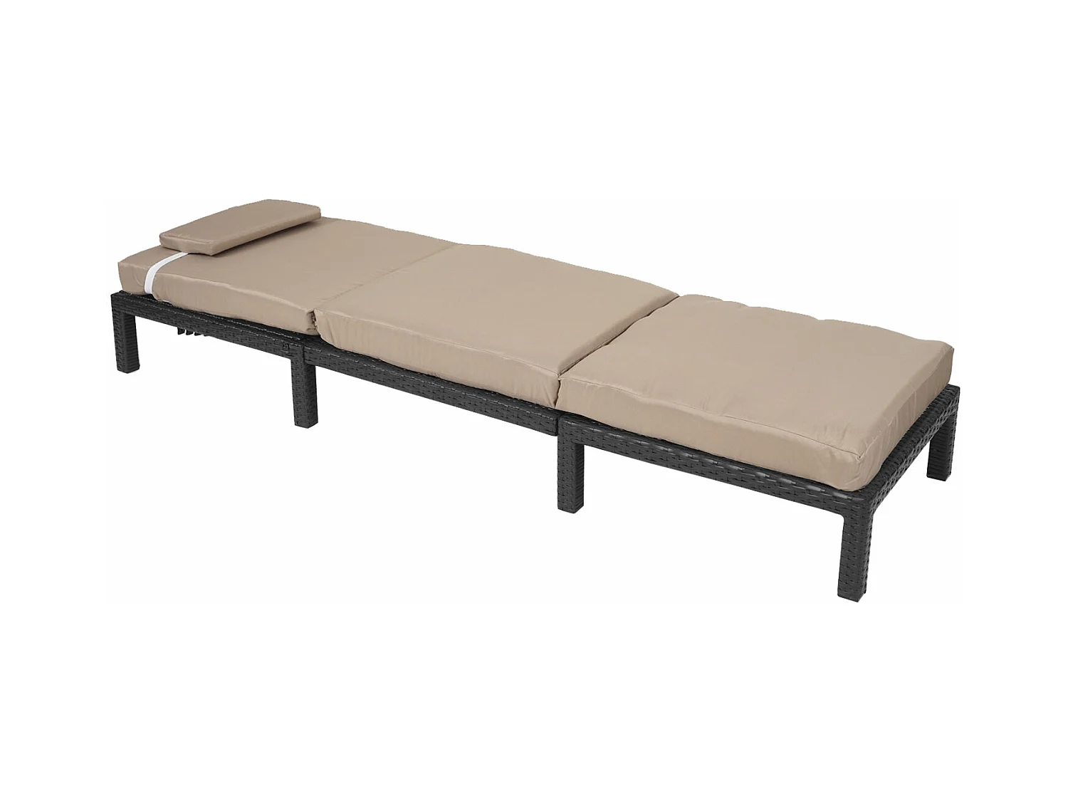 Lettino da esterno polyrattan MCW-A51 regolabile Premio antracite cuscino beige