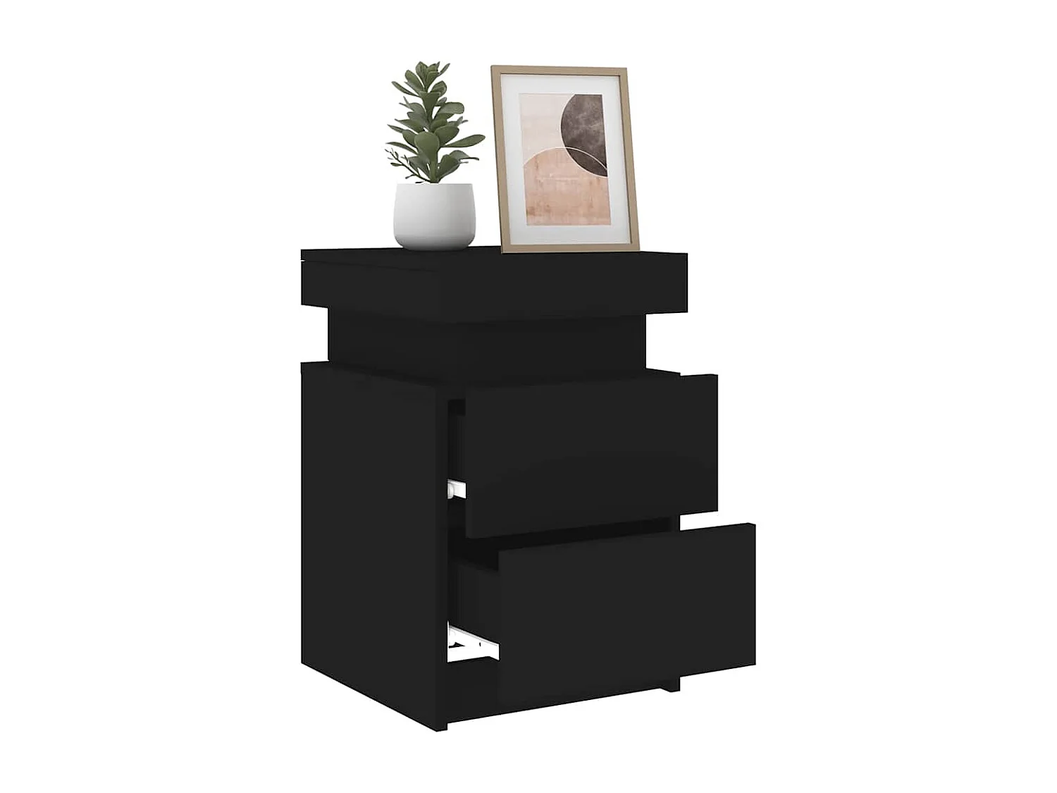 Table de chevet avec lumières LED noir 35x39x55 cm