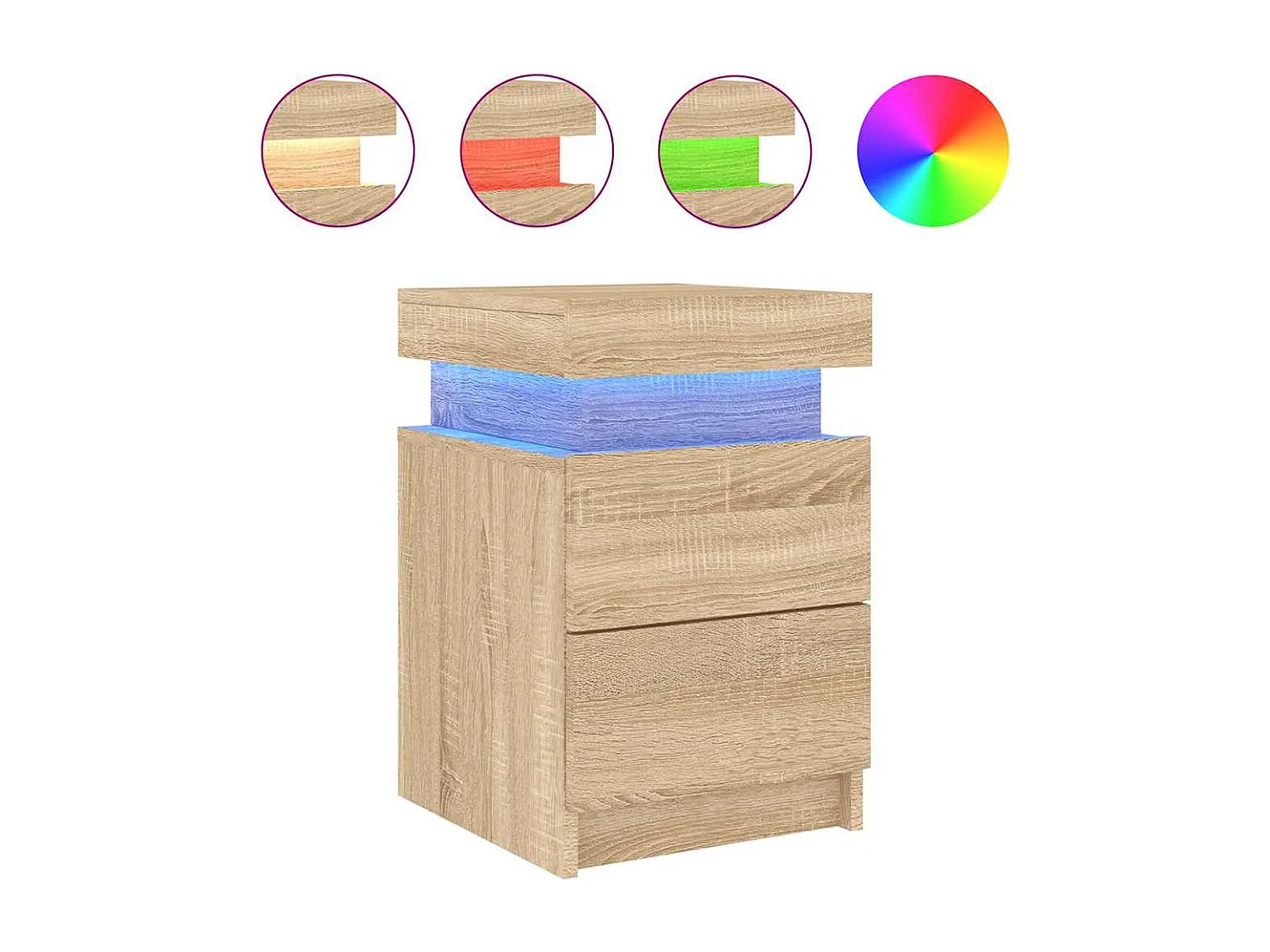 Table de chevet avec lumières LED chêne sonoma 35x39x55 cm