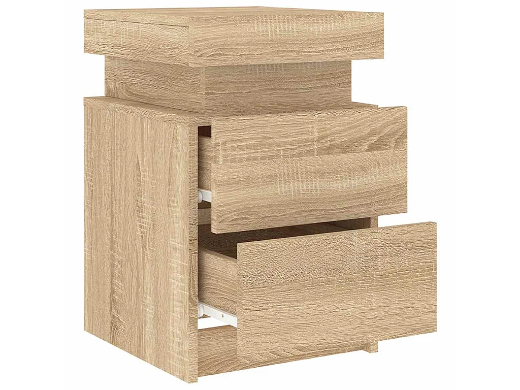 Table de chevet avec lumières LED chêne sonoma 35x39x55 cm