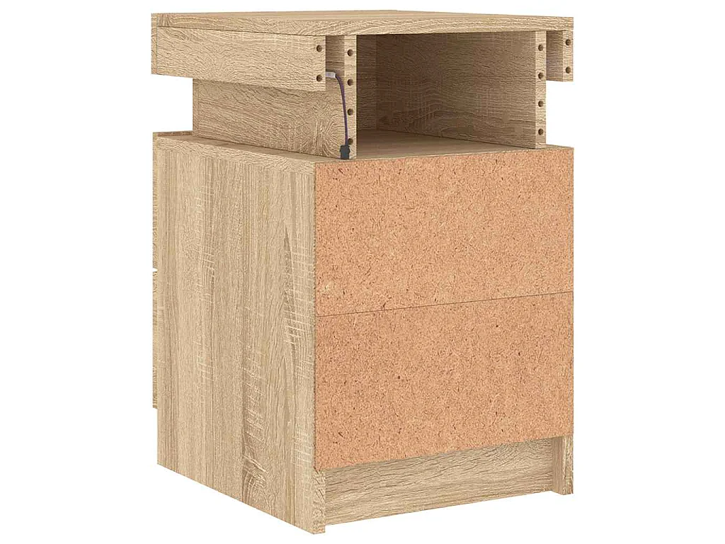Table de chevet avec lumières LED chêne sonoma 35x39x55 cm