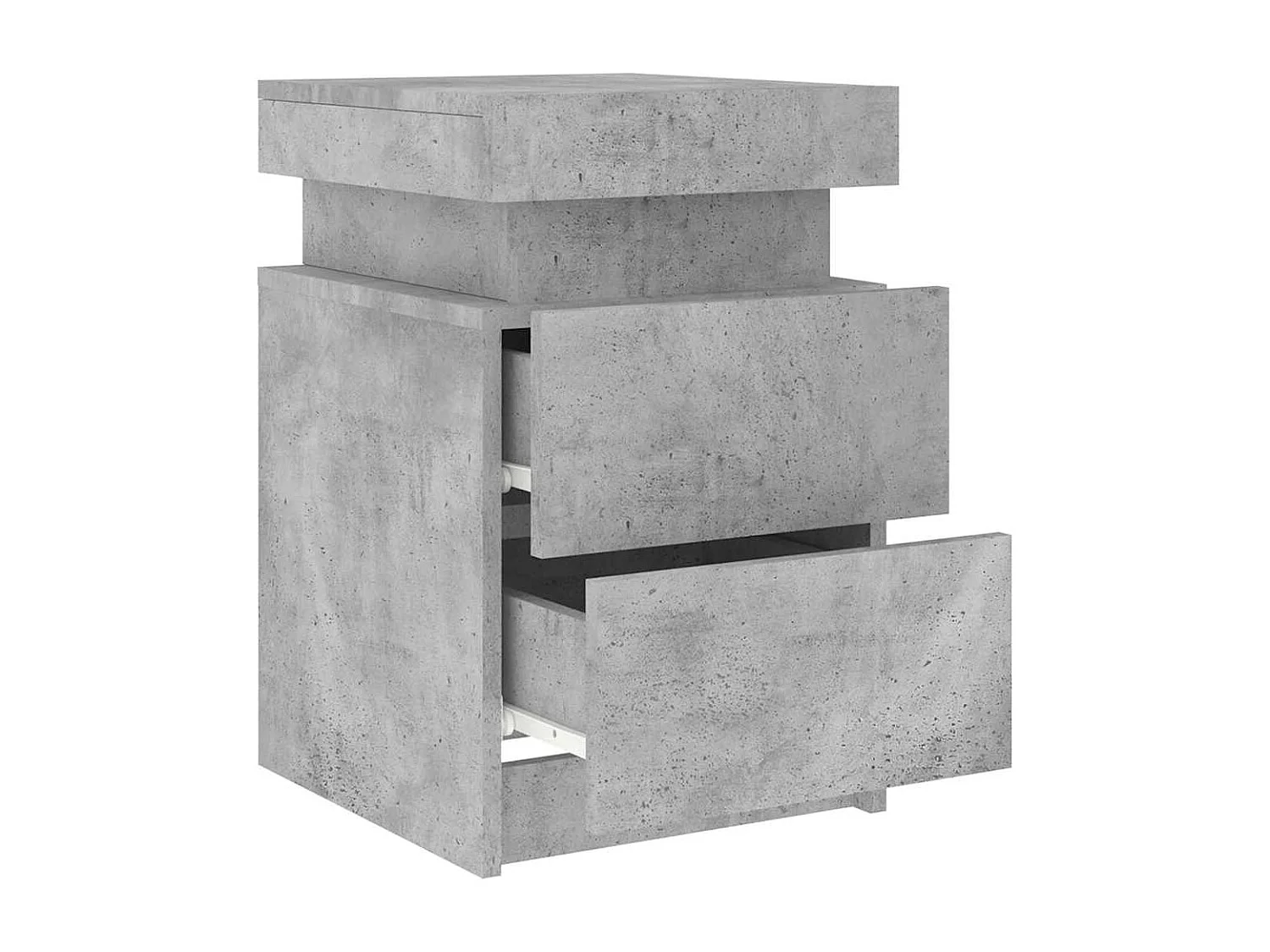 Mesa de cabeceira com luzes LED 35x39x55 cm cinzento-cimento