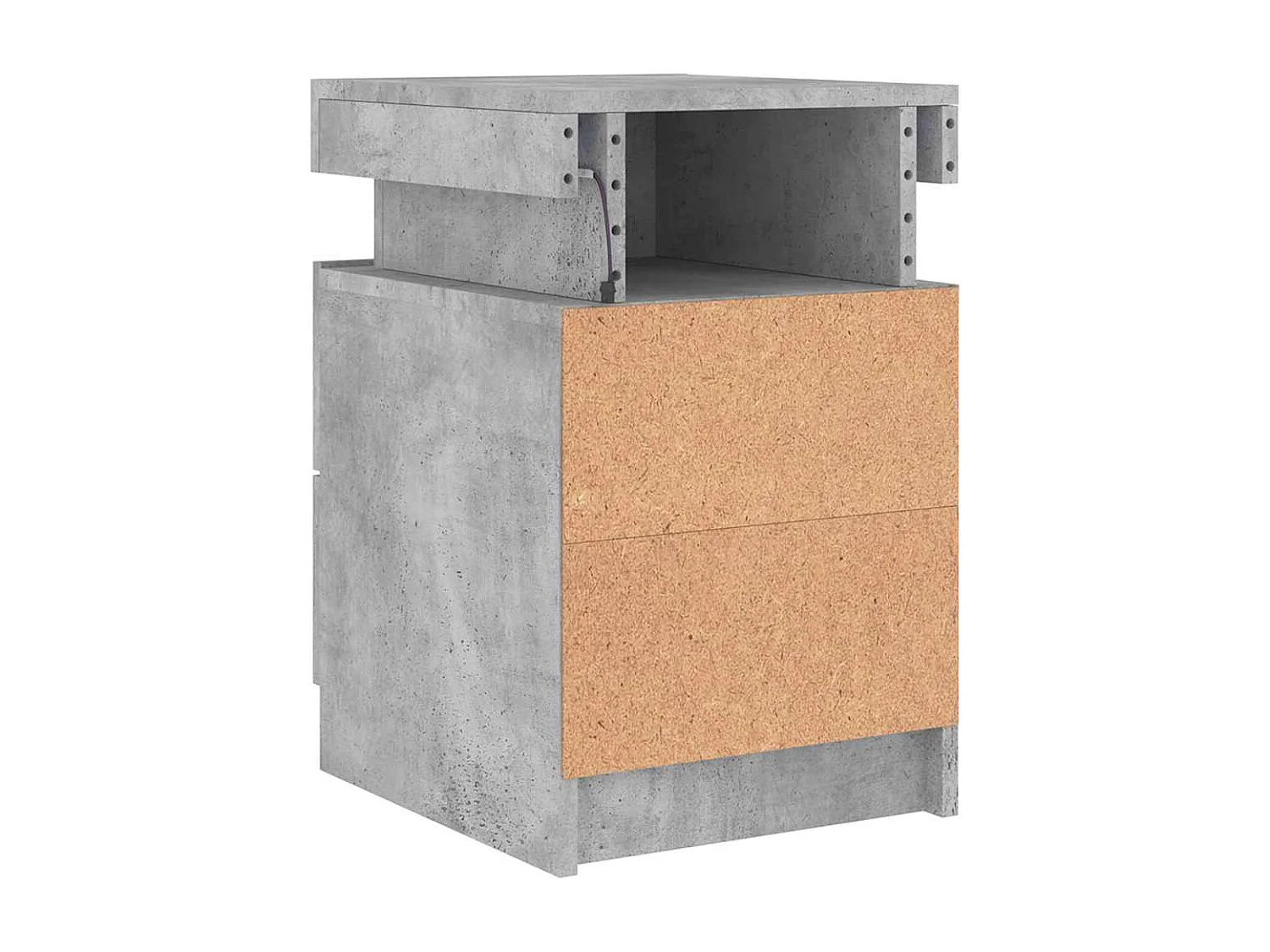 Mesa de cabeceira com luzes LED 35x39x55 cm cinzento-cimento
