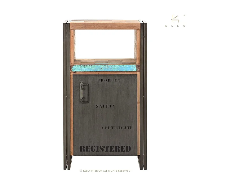 Nautical petit meuble de rangement en bois de bateau recyclé - 1 porte - 1 niche - Style Industriel - H107