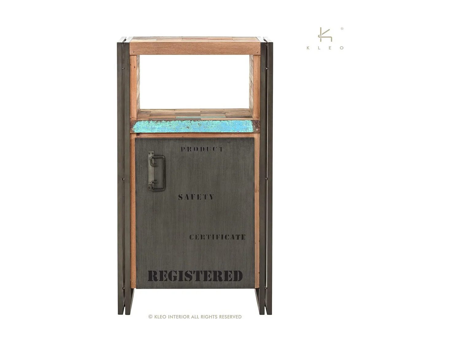 Nautical petit meuble de rangement en bois de bateau recyclé - 1 porte - 1 niche - Style Industriel - H107