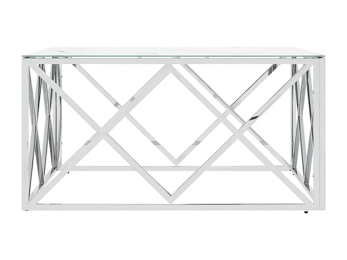 Tavolino da Salotto Argento 80x80x40 cm in Acciaio Inox e Vetro