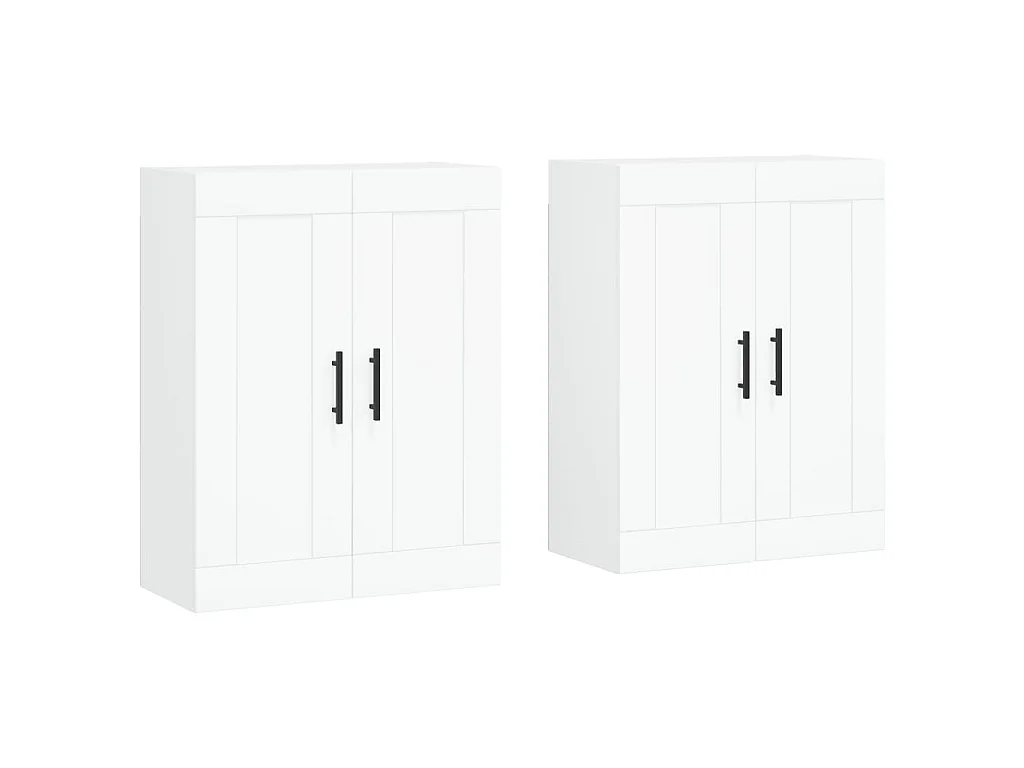 Armoires murales 2 pcs blanc bois d'ingénierie