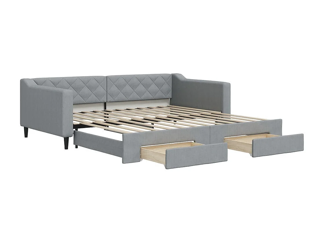 Sofá-cama c/ gavetão e gavetas 100x200 cm tecido cinzento-claro