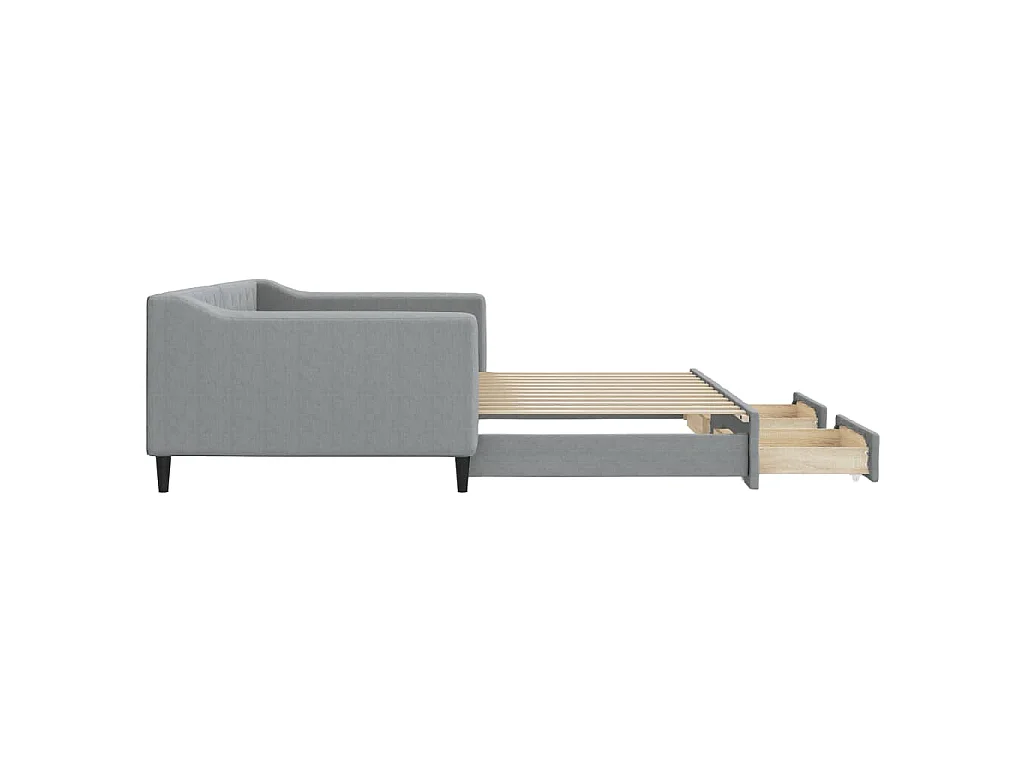 Sofá-cama c/ gavetão e gavetas 100x200 cm tecido cinzento-claro
