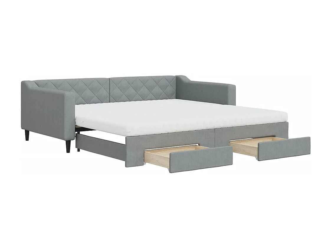 Sofá-cama c/ gavetão e gavetas 100x200 cm tecido cinzento-claro
