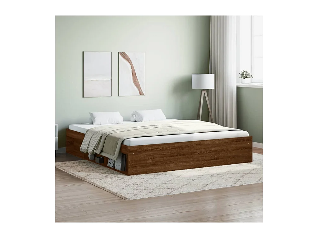Bedframe bruin eikenkleur 180x200 cm Super King Size