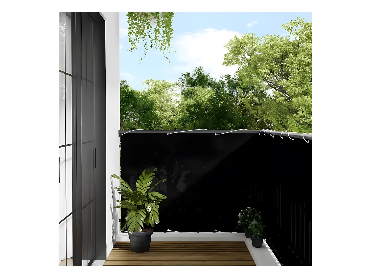Écran de balcon noir 120x800 cm 100% polyester oxford
