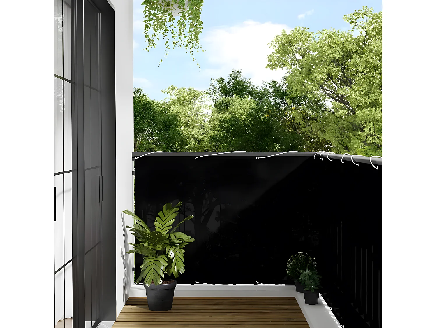 Écran de balcon noir 120x800 cm 100% polyester oxford