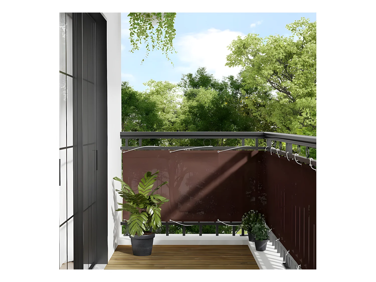 Écran de balcon marron 75x700 cm 100% polyester oxford